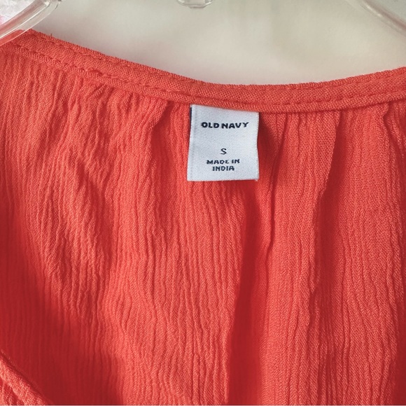 Old Navy Ruffled, Crinkle-Texture, Tie Front, Flutter Sleeve Boho Blouse- NWT Sm - Picture 4 of 10